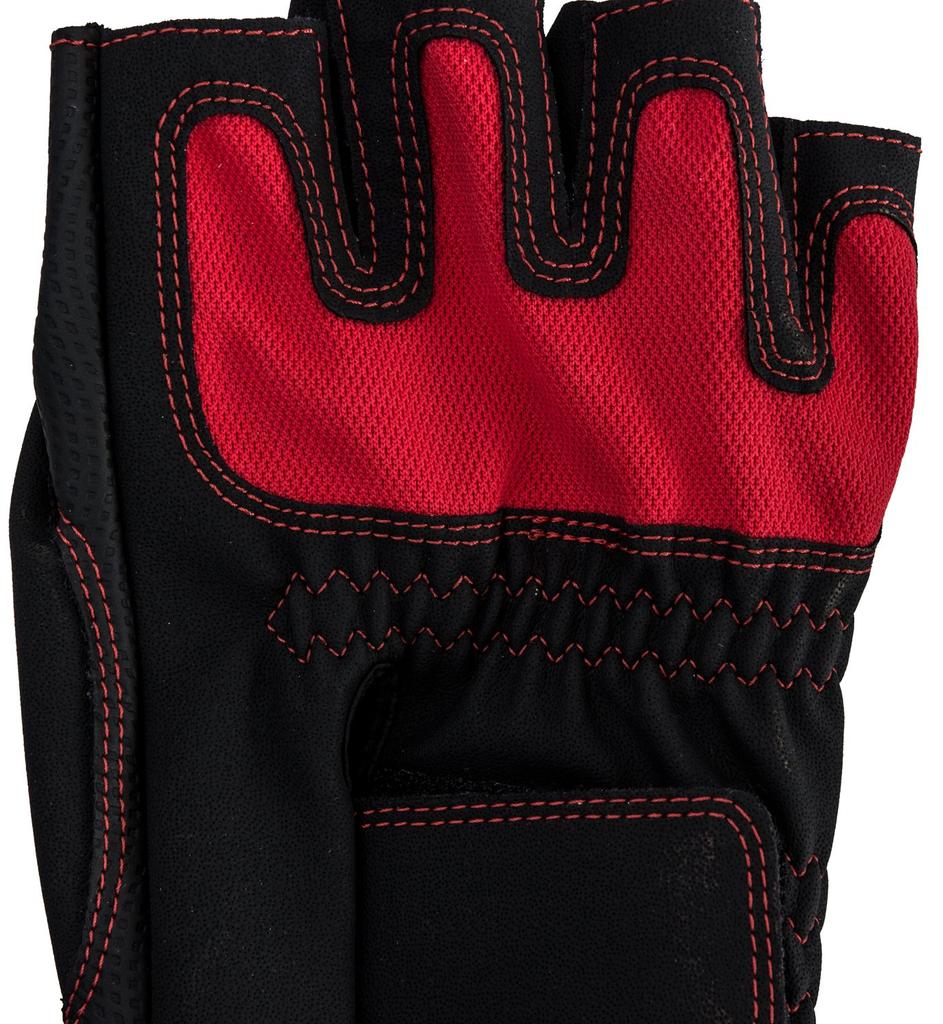 Перчатки Lezax Drive с полупальцами из синтетической кожи, сетка, противоскользящая, черные/красные LZGL-6951