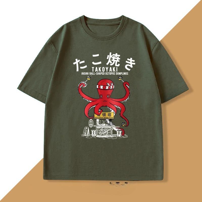 Japanese Takoyaki TShirt Octopus Balls Tshirt Street Food Lover Graphic T Shirts Anime Cotton Loose Top Oversized Clothes Top