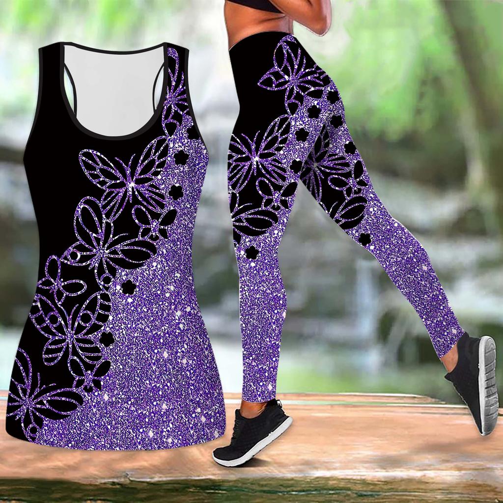 Пластиковый принт бабочки йога костюм для женщин модные леггинсы для тренировок фитнес спортивный повседневный комплект для йоги спортивный костюм