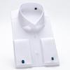 Мужская свадебная рубашка с французскими манжетами, 100% хлопок, длинный рукав, классический крой, не требующая глажки, воротник «Виндзор», рубашки с бесплатными запонками