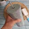 Insulated Straw Tumbler Stainless Steel Rhinestone Cup 24 Hour Hot Cold Water Coffee Drinkware For Office Travel Gym Accessories