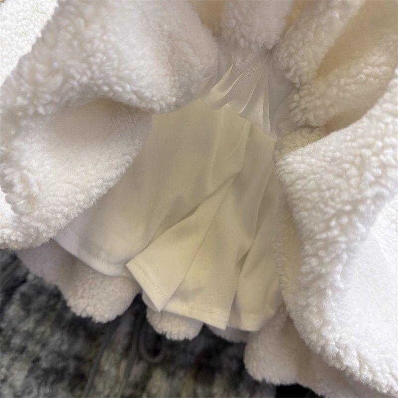 Women's Fluffy High-Waist Lambswool A-Line Skirt - Autumn/Winter French Style