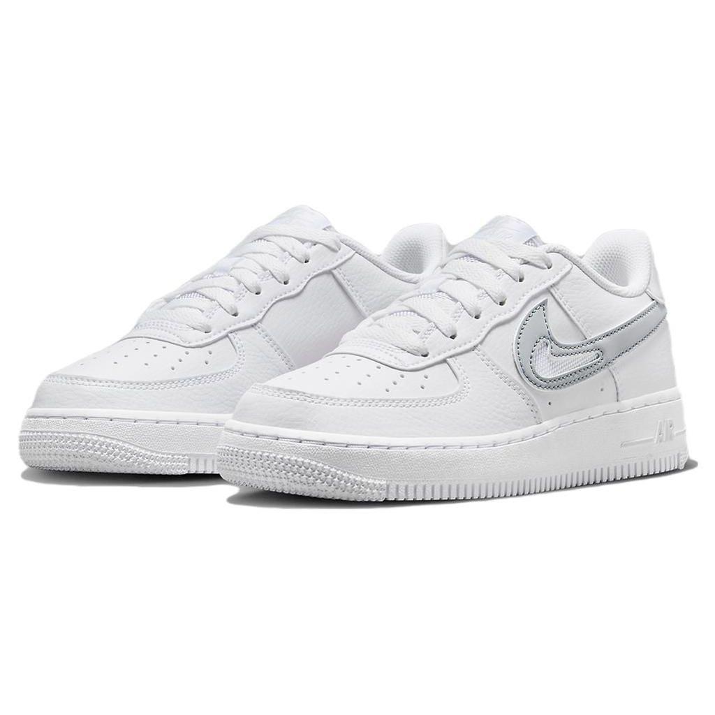 Nike Air Force 1 GS Cut Out Swoosh - White Photon Dust Kids Sneakers FQ2413-100