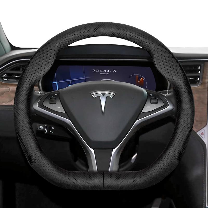 Suitable for Tesla Ultra-Thin Breathable Leather Steering Wheel Cover Suitable for Model 3 Y X S 2024