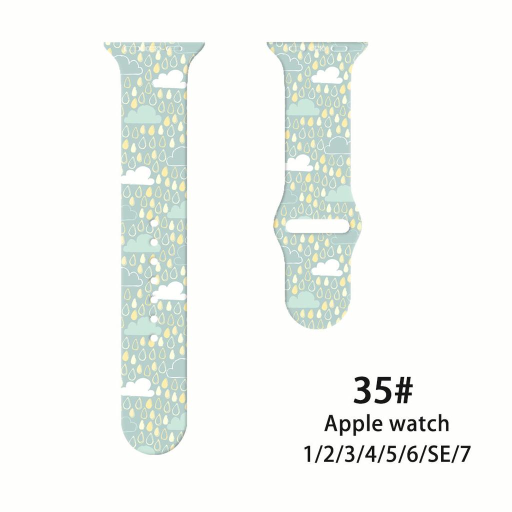 Ремешок Fresh Mori Printed Strap для Apple Watch S10 - мягкий силиконовый спортивный креативный сменный ремешок для iWatch 10/9/8/7/6/5/4/3/2/1/Se/Ultra/Ultra2 49 мм