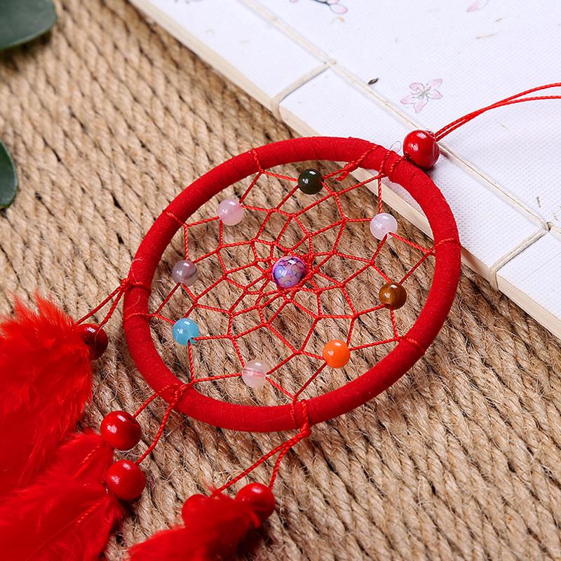 Украшение из перьев для автомобиля, перья, настенные подвески, винтажные украшения для дома, популярные круглые ретро, ​​1 шт., Ловец снов, ловцы снов, ручная работа