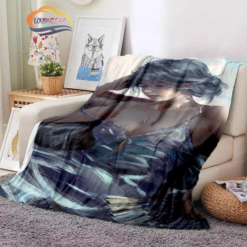 Ghost Blade Blanket 3D Printing Sexy   by Wolp Flannel Cashmere Blanket Girl Gift Beautiful Cartoon Girl