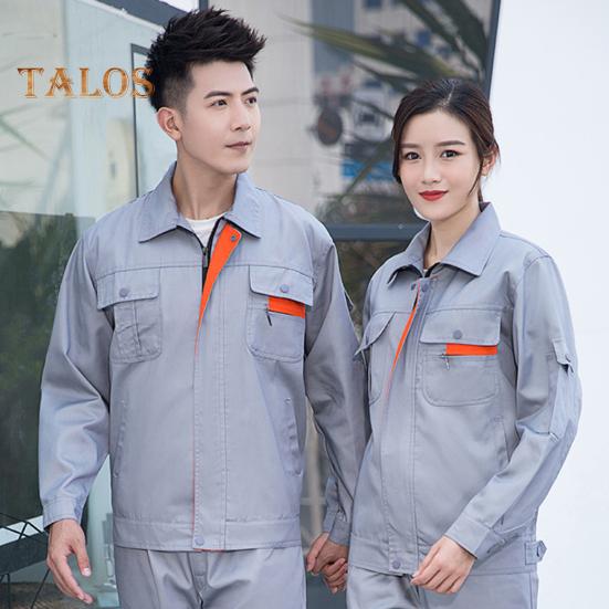Workwear Suit Men Women Working Clothes Overalls Lapel Zipper Top Pants Dirt-resistant Solid Color Engineering Uniforms Set