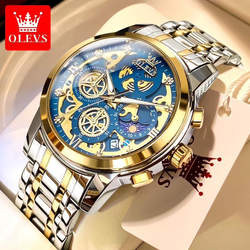 OLEVS Brand Watch Hollow Dial Single Calendar Quartz Watch Men Watch Men Watch