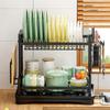 2-Tier Dish Rack with Utensils Holders, Cutting Board Holder, Anti-Rust Cutlery Holder and Drainboard for Kitchen Countertop