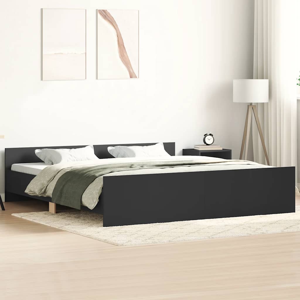 Bed Frame with Headboard and Footboard Black 160x200 cm