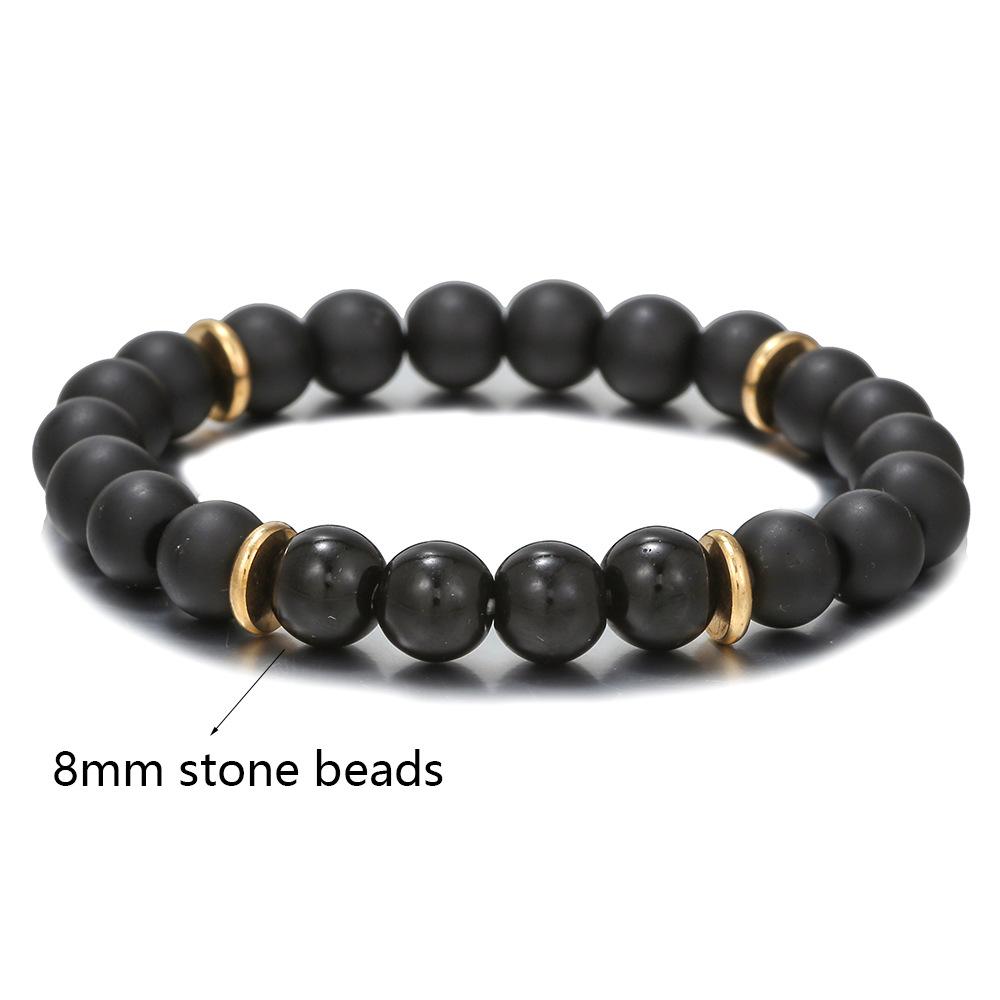 Black Matte Onyx with Cube Lava Bracelet Yoga Balance Energy Stretch Bracelet Men Women Natural Gemstone Healing Jewelry