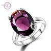 Elegant Natural Amethyst Silver Ring Oval 13MMX18MM Dark Purple Multicolor 925 Jewelry Rings For Women Fashion Anniversary Gift