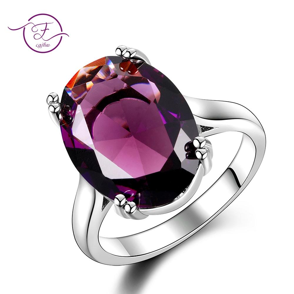 Elegant Natural Amethyst Silver Ring Oval 13MMX18MM Dark Purple Multicolor 925 Jewelry Rings For Women Fashion Anniversary Gift
