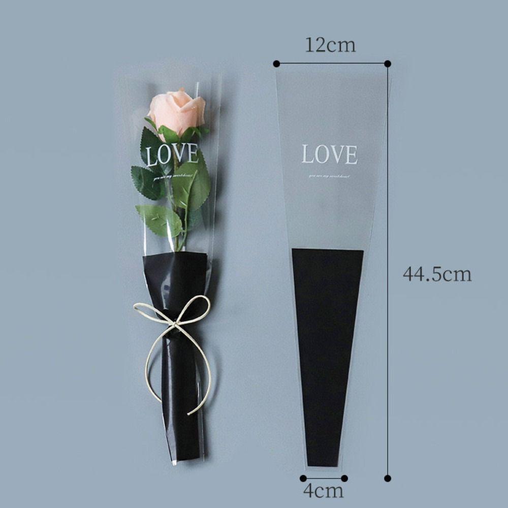 50Pcs Single Flower Flower Wrapping Bag Love Single Rose Sleeves New Bouquet Wrapper Party Supplies
