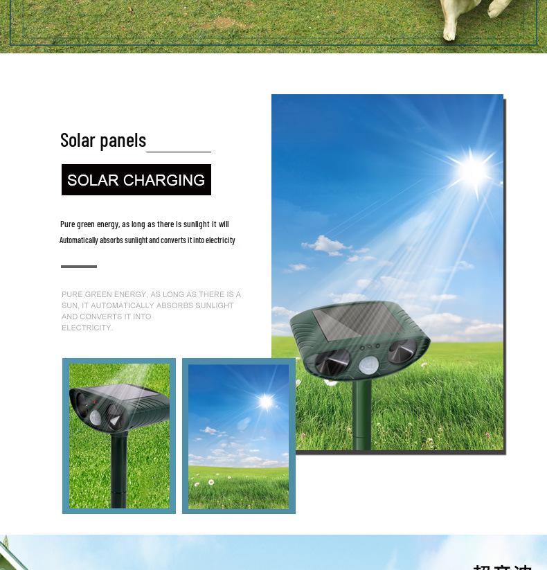 Solar-Powered Ultrasonic Animal Repeller: Deter Mice, Birds, Cats, and Dogs