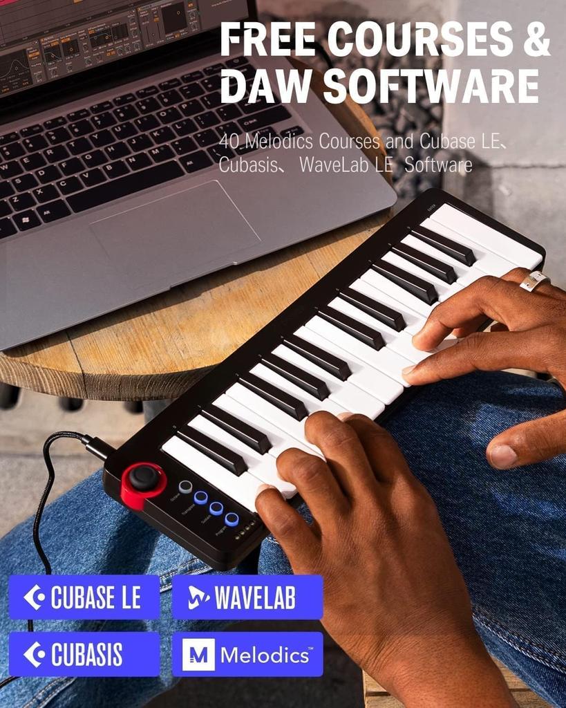 Donner MIDI Keyboard 25 Keys USB Controller Mini Keyboard Compact Velocity Compatible Music Production Japanese Instruction Manual Black N-25