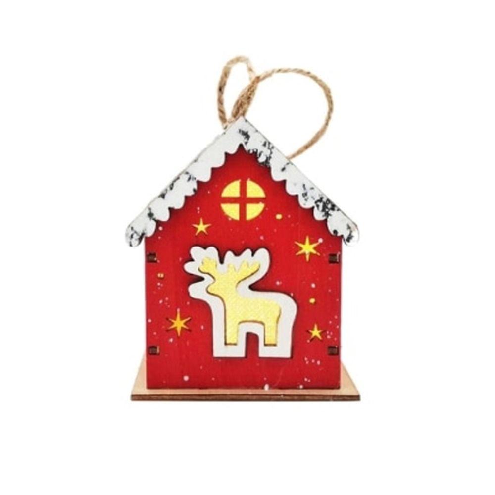 Red/wood Glowing Log Cabin Angle Elk Santa Claus Christmas Tree Decorations  Kids Gifts