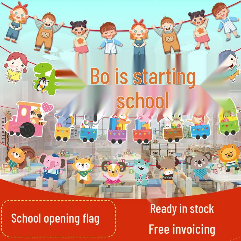 Creative Back-to-School Cartoon Banner Decoration for Classrooms and Kindergartens