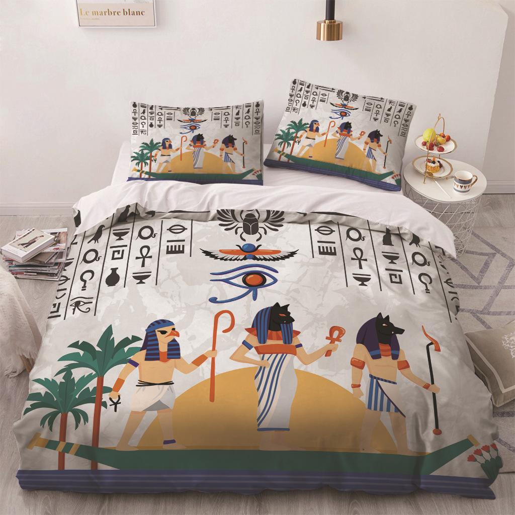 Африка Египет Король Королева Пододеяльник Египетский Фараон Постельное Белье Набор Для Подростков Взрослых Древние Фрески 2/3шт Полиэстер Пододеяльник