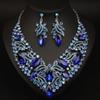 Jewelry Exaggerated Flower Gem Necklace Earrings Set Women'S Banquet Dress Accessories