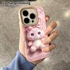 Phone Case: 2D flat lambskin cases suitable for iPhone 18, 17, 16, 15, 14, 13 Pro, pink rabbit, Christmas and Halloween gifts