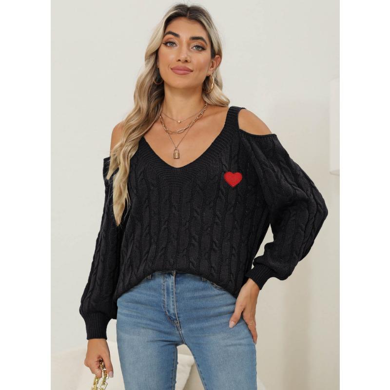 Женский осенне-зимний глубокий V-образный сексуальный свободный свитер без бретелек