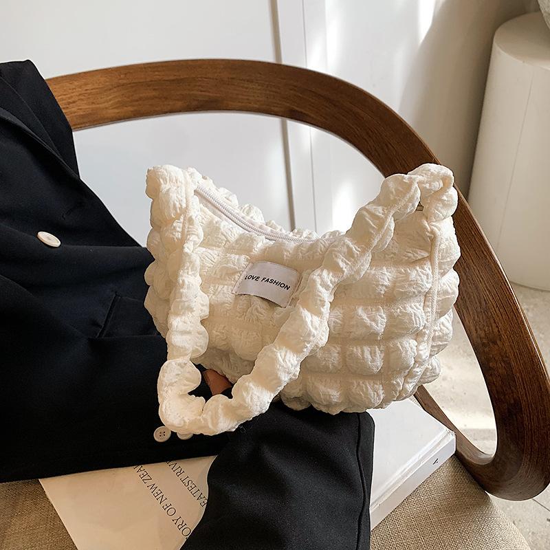 Модная сумка-плиссе через плечо большой вместимости, женская сумка под мышкой, зарубежный стиль, однотонная сумка-пельмень