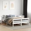 VidaXL Bed Frames with Headboard, Double Bed with Slatted Base, Adult Bed, Bedroom Furniture, Modern, White 842791