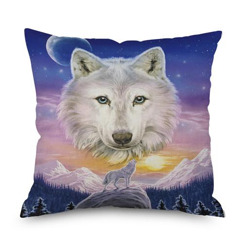 Животное волк дельфин Нордический короткий плюш Наволочка Полиэстер Декоративная наволочка для подушки Квадратный стиль-1