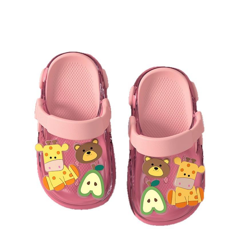 Baotou children's beach clogs, cute sandals, transparent crystal clogs, soft and non-slip for baby boys and girls