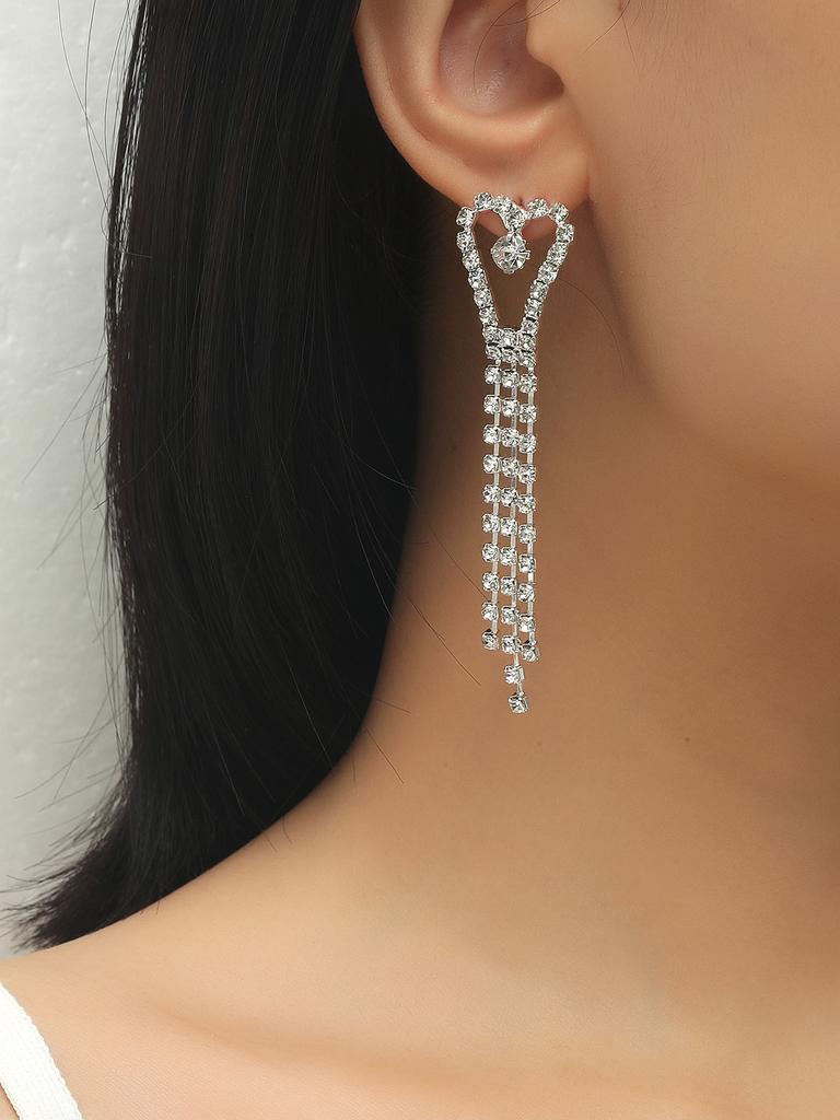 Премиальные супер яркие серьги с длинной бахромой, полностью инкрустированные бриллиантами