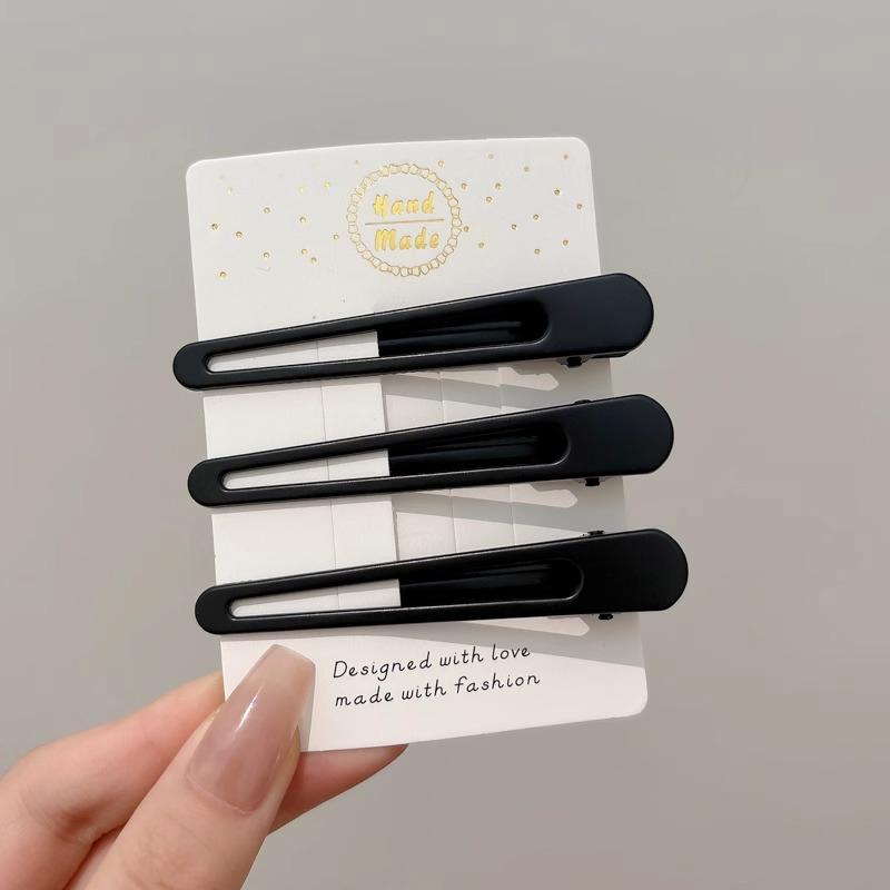 Элегантная черная металлическая заколка для волос для женщин - на лоб, для челки, в стиле «утиный клюв»