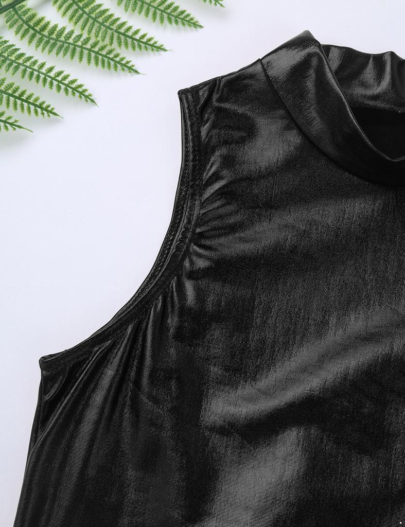 Детские укороченные топы на бретелях без рукавов цвета металлик для девочек для балета, танцев, выступлений на сцене, тренировок