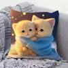Square Pillowcase Cute Cat Pillow Sofa Cushion Covers Lumbar Cushion for Women