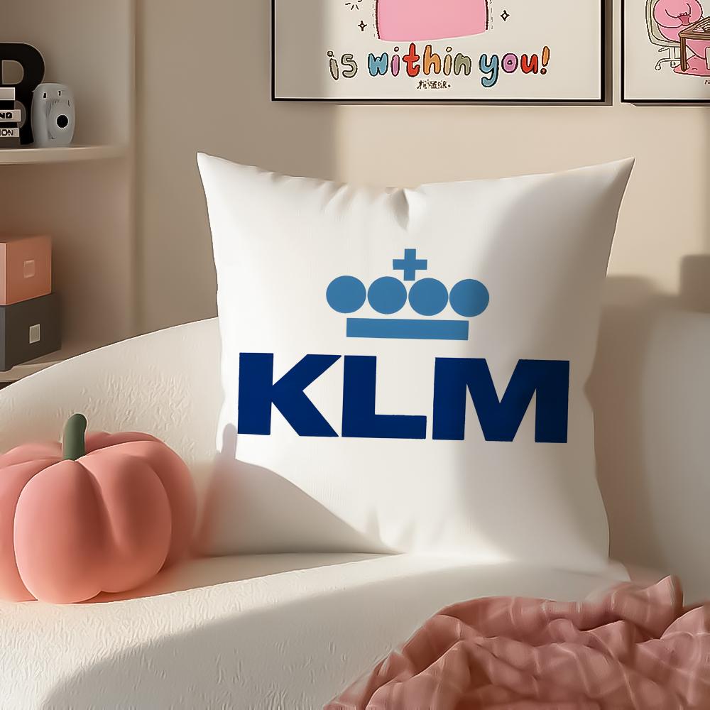 Netherlands Klm RRoyal Dutch Airlines Cushion Cover Pillowcase Short Plush Invisible zipper Room Sofa Cushion Cover