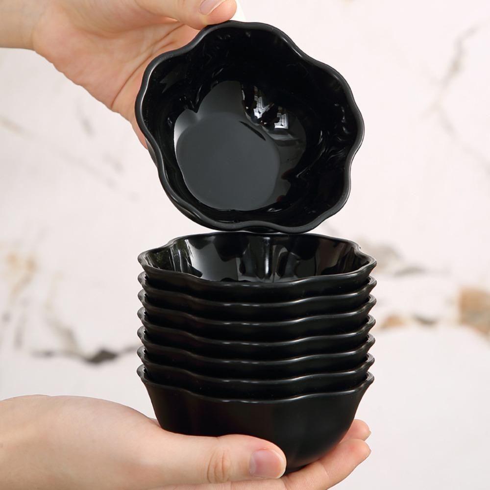 10 Piece Flower/Square Seasoning Dish Black Snack Bowl Multifunctional Fruits Bowl Hot Pot