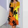Hawaii Coconut Tree Print Women's Dresses Vacation Long Dresses Female Clothing Summer One-piece Dress