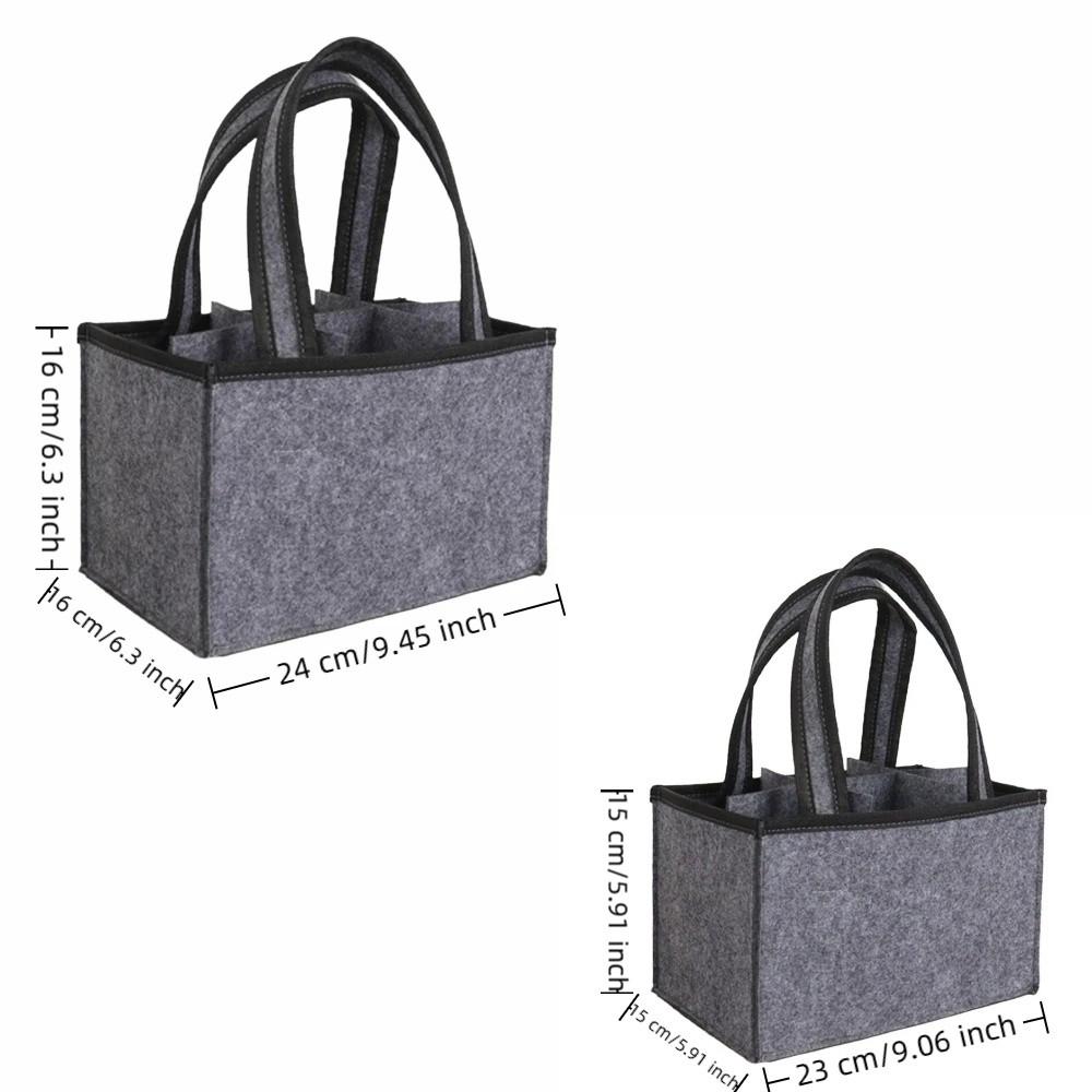 6 Compartments Wine Bottle Carrier with Handle Wine Tote Bag Lightweight Felt Bottle Holder Travel