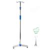 IV Stand Pole Regulable Height Floor Standing Stainless Steel Triangular Wheeled Base Thick Rod 2
