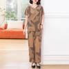Элегантный комплект из двух предметов размера плюс XL-6XL, женский топ и брюки, свободные комплекты брюк с эластичным поясом и винтажным принтом