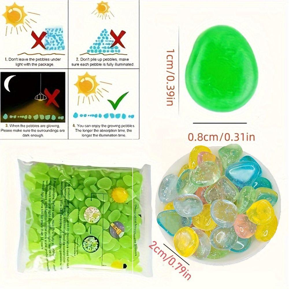 50/100Pcs Long-lasting Luminous Pebbles High Brightness Glow Stone  for Walkway Decoration
