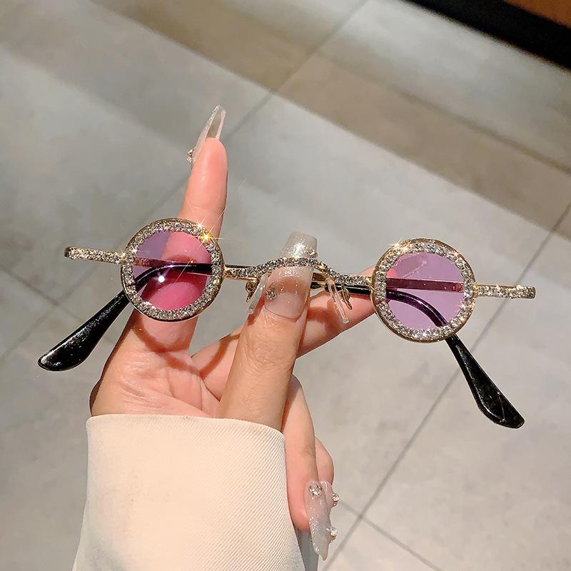 Винтажные Стимпанк Люксовый Бренд Дизайнерские Алмазные Мини Маленькие Круглые Солнцезащитные Очки Женские Солнечные Очки Для Мужчин UV400 Хип-Хоп Металлические Очки
