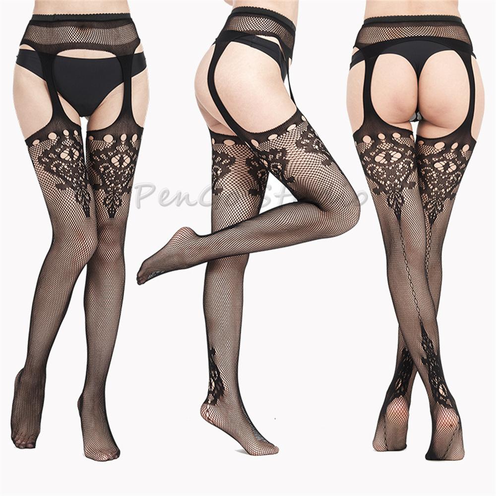 30 Styles Erotic Stockings With Garter Belt For Women Fishnet Pantyhose Plus Size Thigh High Socks Sexy Lingerie