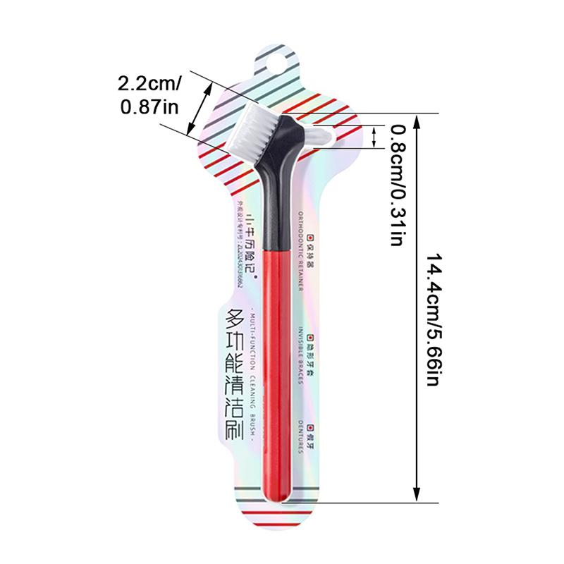 Двусторонняя щетка для чистки зубных протезов Зубные щетки Щетка для искусственных зубов Многослойная щетина Нескользящая эргономичная ручка Уход за полостью рта