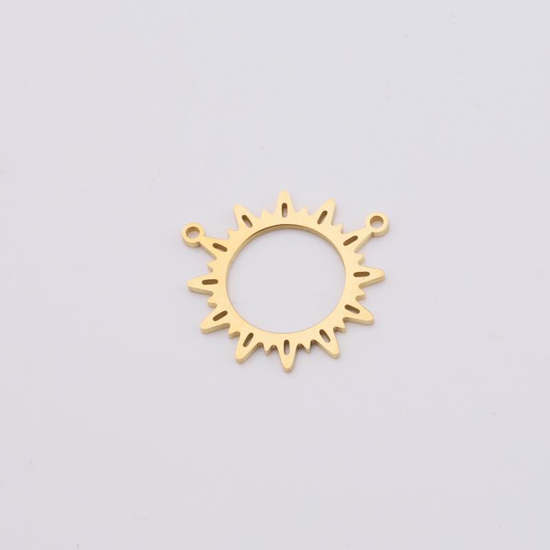 Зеркальный кулон из титановой стали – круглый дизайн солнца с двойными отверстиями для самодельных украшений