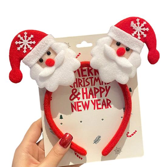 Рождественская повязка на голову с блестящими пайетками, бант для ушей, декор Санта-Клауса, эластичная весенняя противоскользящая повязка, обычная посадка, узкая полоса, реквизит для новогодней вечеринки, аксессуары для волос