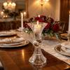 Elegant Glass Candle Holder Vintage Tabletop Candle Holder Pillar Candle Holder  Dining Room