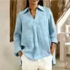 Women's Solid Color Loose Casual V-neck Lapel Long-sleeved Top