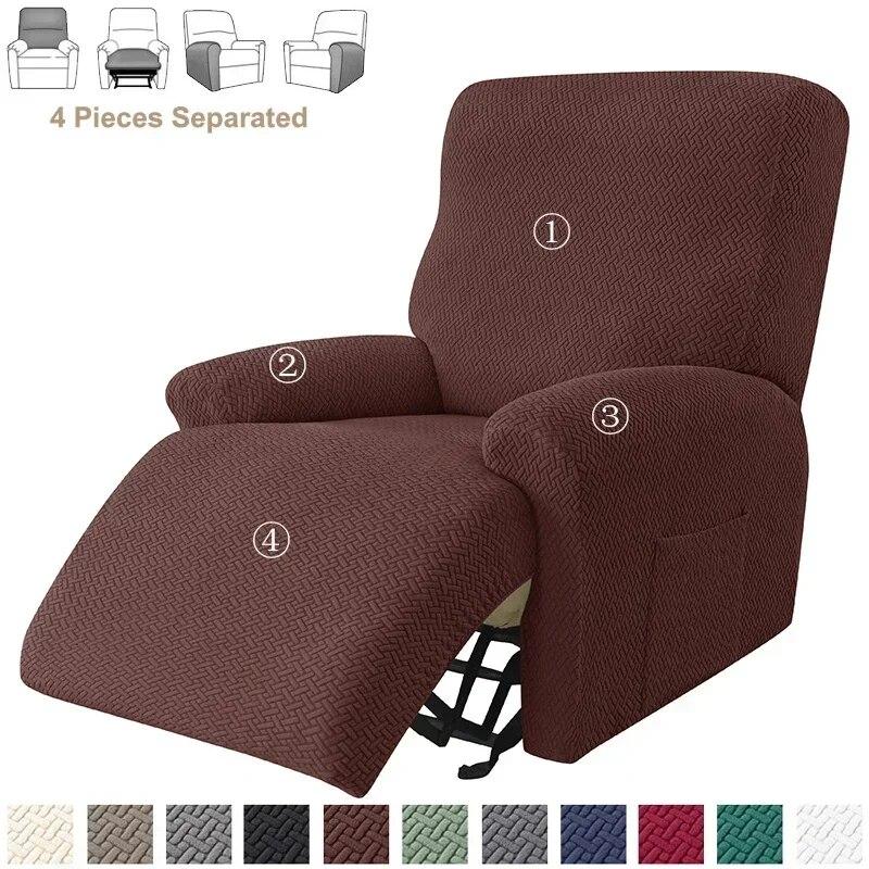 1/2/3 Seater Jacquard Recliner Sofa Cover Stretch Solid Color Armchair Covers Living Room Lazy Boy Couch Slipcovers Funda Sofa